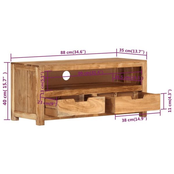 vidaXL TV Cabinet 88x35x40 cm Solid Wood Acacia
