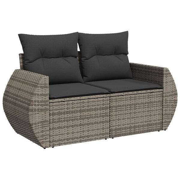 vidaXL 10 Piece Garden Sofa Set with Cushions Grey Poly Rattan