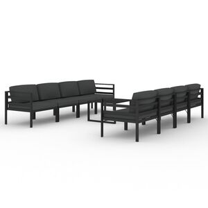 vidaXL 9 Piece Garden Lounge Set with Cushions Aluminium Anthracite