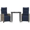 vidaXL 3 Piece Garden Dining Set with Cushions Grey Poly Rattan