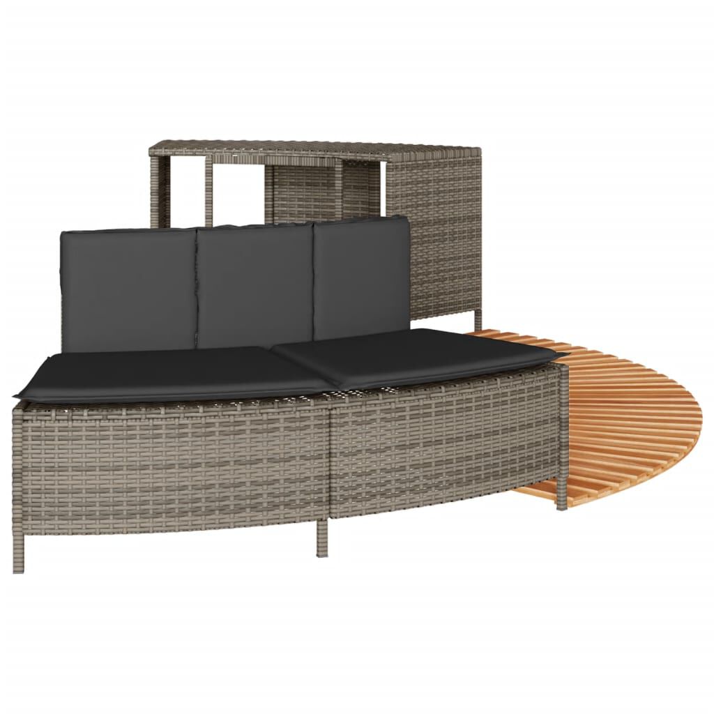 vidaXL Hot Tub Surround Grey Poly Rattan and Solid Wood Acacia