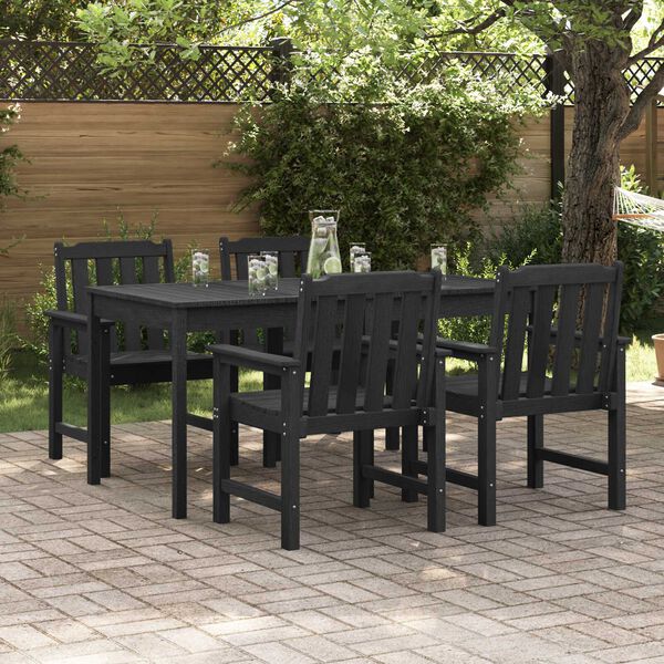 vidaXL Garden Dining Chairs 4 pcs Black 65,5x55,5x88 cm HDPE
