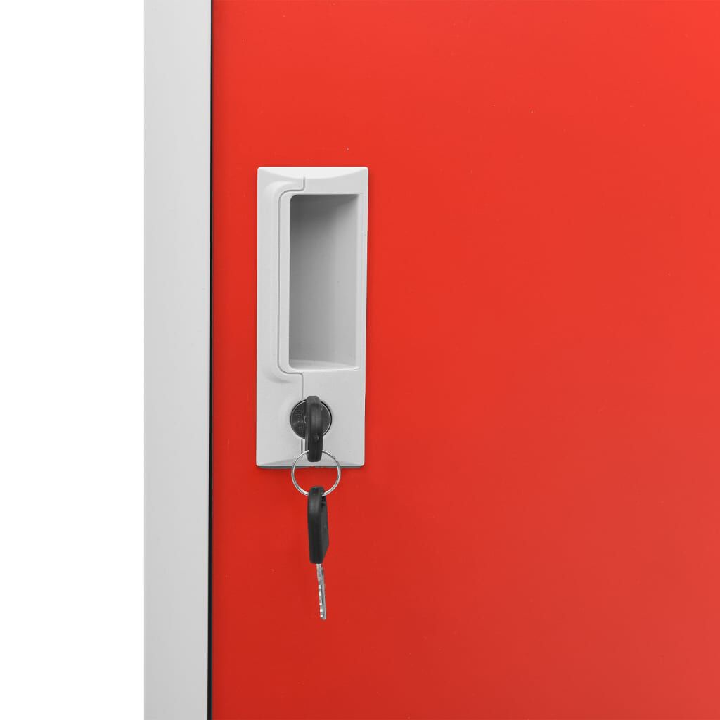 vidaXL Locker Cabinet Light Grey and Red 90x45x92.5 cm Steel