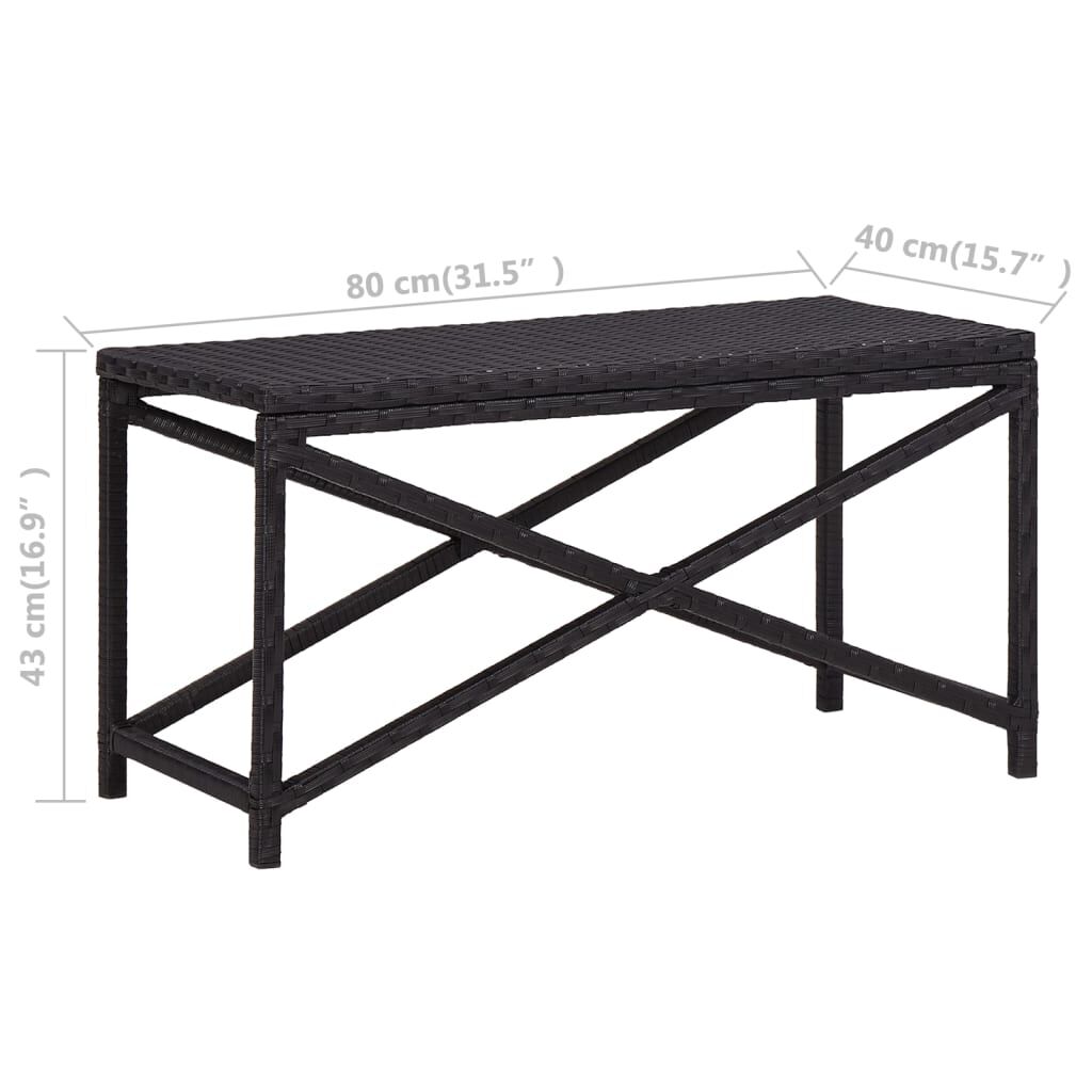 vidaXL Garden Bench 80 cm Poly Rattan Black