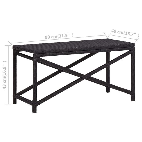 vidaXL Garden Bench 80 cm Poly Rattan Black