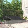 vidaXL Convertible Sun Bed with Cushions Poly Rattan Dark Grey
