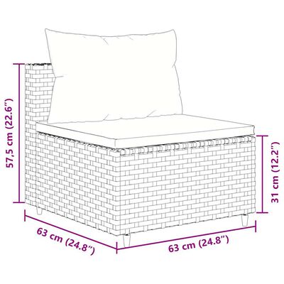 vidaXL 7 Piece Garden Lounge Set with Cushions Grey Poly Rattan