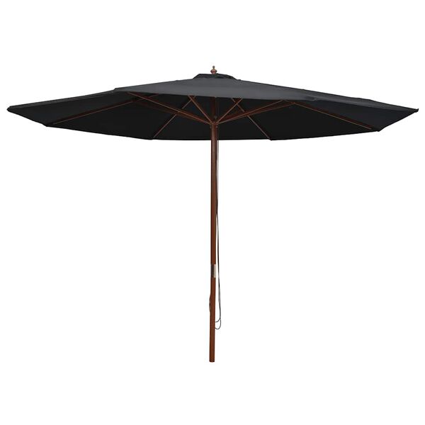 vidaXL Garden Parasol with Wooden Pole 350 cm Black