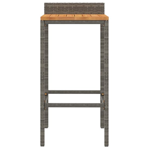 vidaXL Bar Stools 2 pcs Grey Poly Rattan and Solid Wood Acacia