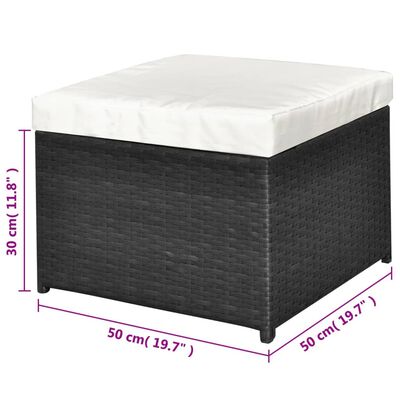 vidaXL 4 Piece Garden Lounge Set with Cushions Poly Rattan Black