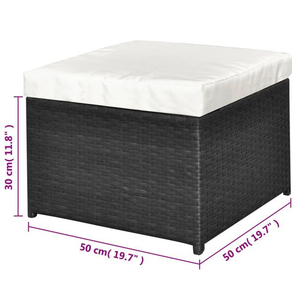 vidaXL 4 Piece Garden Lounge Set with Cushions Poly Rattan Black