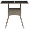 vidaXL Garden Table with Glass Top Light Grey 80x80x75 cm Poly Rattan