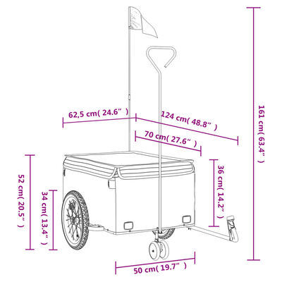 vidaXL Bike Trailer Black and Grey 45 kg Iron