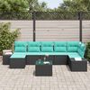 vidaXL Garden Sofa Set 7 pcs Black and Turquoise Poly Rattan