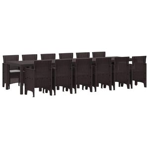 vidaXL Garden Dining Set 13 pcs Brown Polt rattan