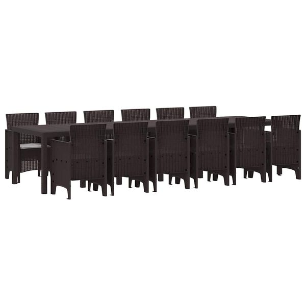 vidaXL Garden Dining Set 13 pcs Brown Polt rattan