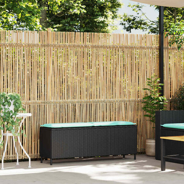vidaXL Garden Bench with Cushion Black 110x30x40.5 cm Poly Rattan
