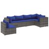 vidaXL 6 Piece Garden Lounge Set with Cushions Grey Poly Rattan