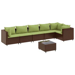vidaXL 7 Piece Garden Lounge Set with Cushions Brown Poly Rattan