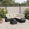 vidaXL 6 Piece Garden Sofa Set with Cushions Black Poly Rattan