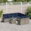 vidaXL Garden Sofa Set Manual 9 pcs Grey and Navy Blue Poly Rattan