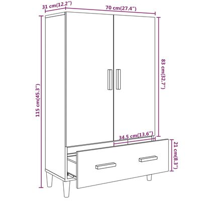 vidaXL Highboard Brown Oak 70x31x115 cm Engineered Wood