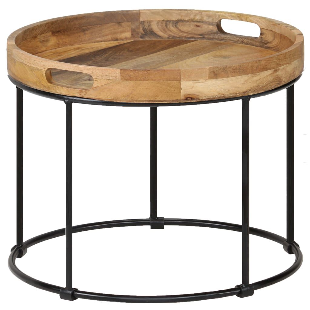 vidaXL Coffee Table Solid Mange Wood and Steel 50x40 cm