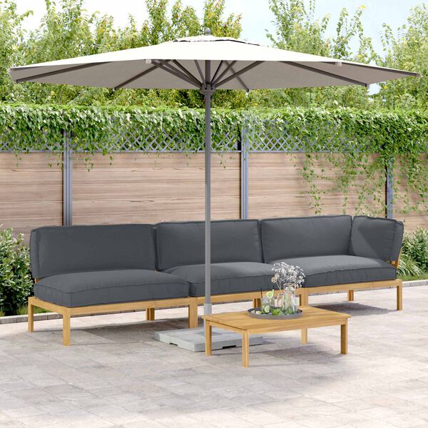 vidaXL Sofa Set with Cushion Plain 4 pcs Anthracite Solid Acacia Wood