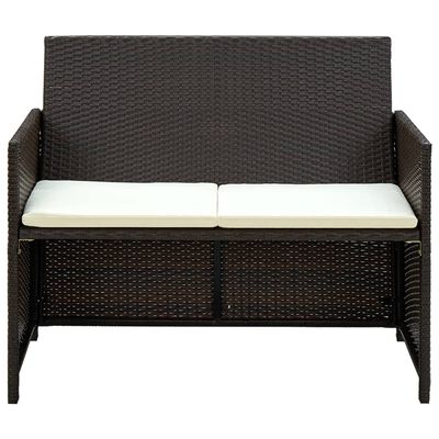 vidaXL 4 Piece Garden Lounge with Cushions Set Poly Rattan Brown