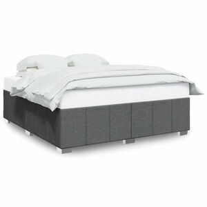 vidaXL Bed Frame without Mattress Dark Grey King Fabric
