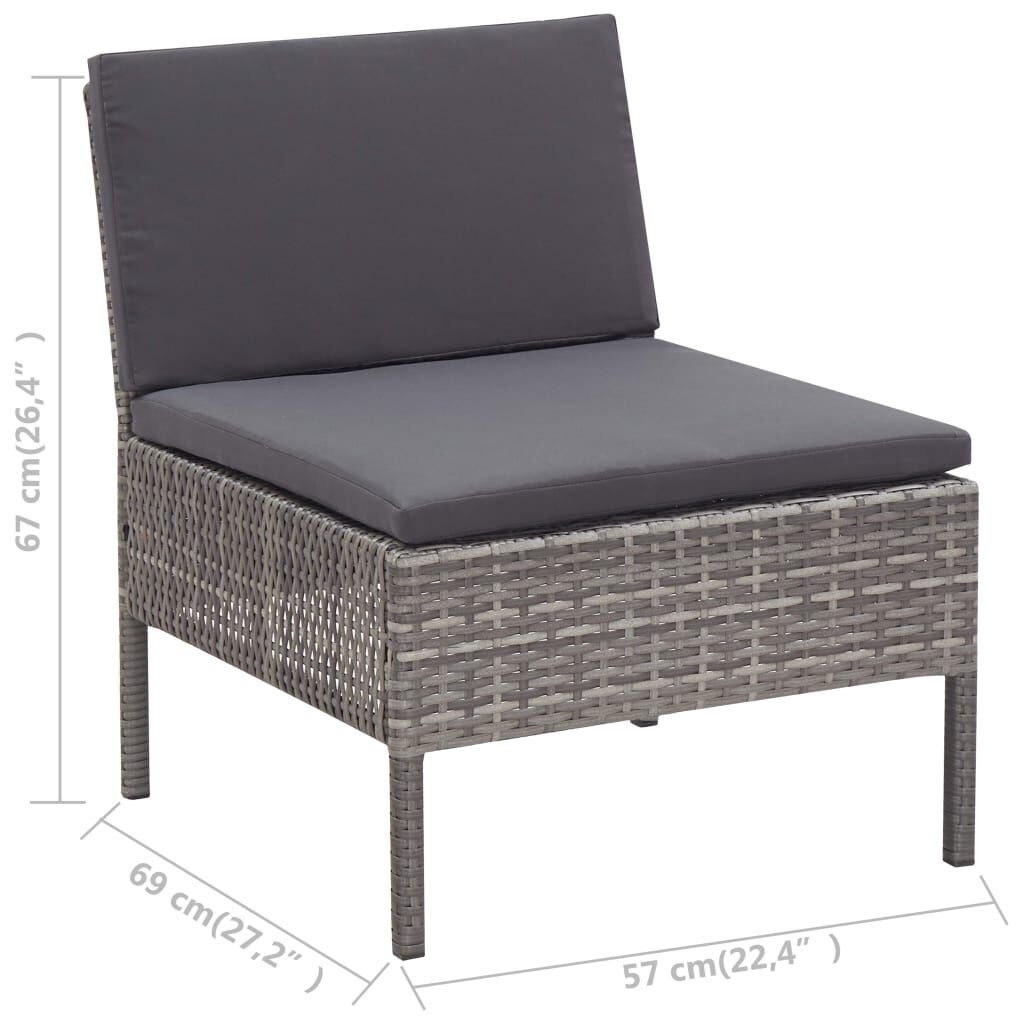 vidaXL 6 Piece Garden Lounge Set with Cushions Poly Rattan Grey