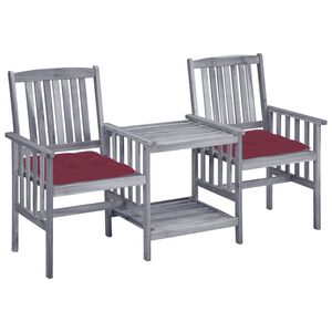 vidaXL Garden Chairs with Tea Table and Cushions Solid Acacia Wood