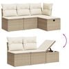 vidaXL 6 Piece Garden Sofa Set with Cushions Beige Poly Rattan