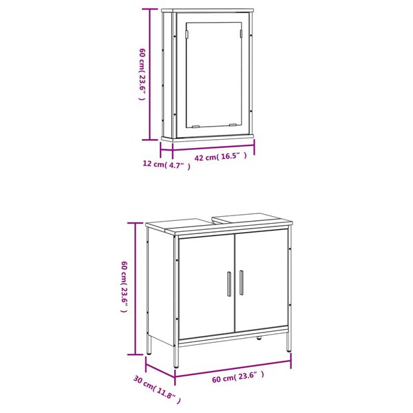 vidaXL 2 Piece Bathroom Furniture Set Black Engineered Wood