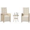 vidaXL 3 Piece Bistro Set with Cushions Beige Poly Rattan