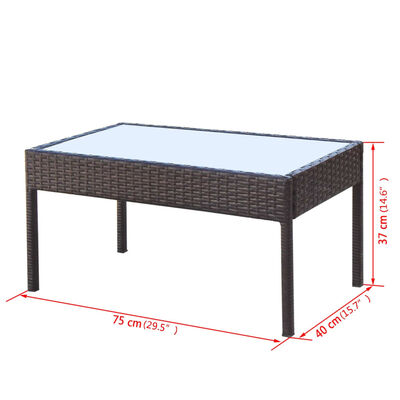 vidaXL 4 Piece Garden Lounge Set with Cushions Poly Rattan Brown