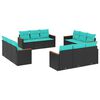 vidaXL 12 Piece Garden Sofa Set with Cushions Black Poly Rattan