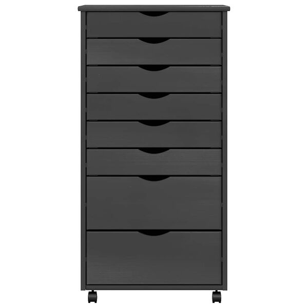 vidaXL Rolling Cabinet with Drawers MOSS Grey Solid Wood Pine