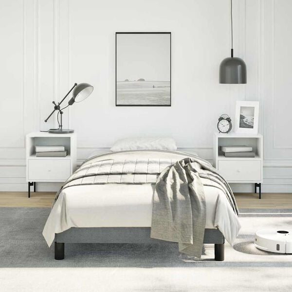 vidaXL Bed Frame without Mattress Dark Grey 100x190 cm Twin Fabric