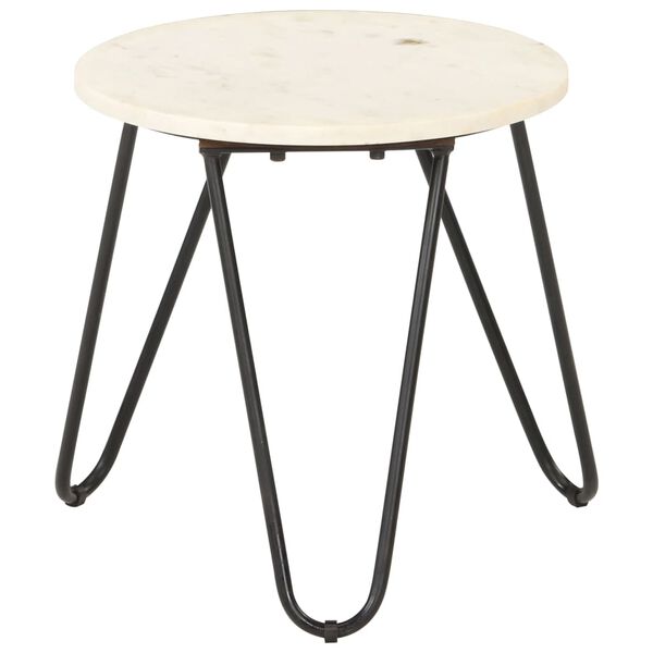 vidaXL Coffee Table White 40x40x40 cm Real Stone with Marble Texture