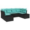vidaXL Garden Sofa Set with Cushion 6 pcs Black Poly Rattan