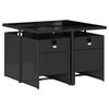 vidaXL 5 Piece Garden Dining Set with Cushions Black Poly Rattan