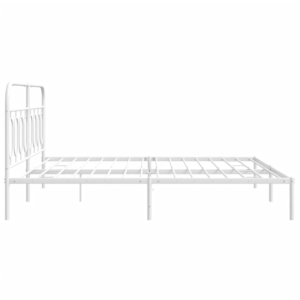 vidaXL Metal Bed Frame without Mattress with Headboard White 193x203cm