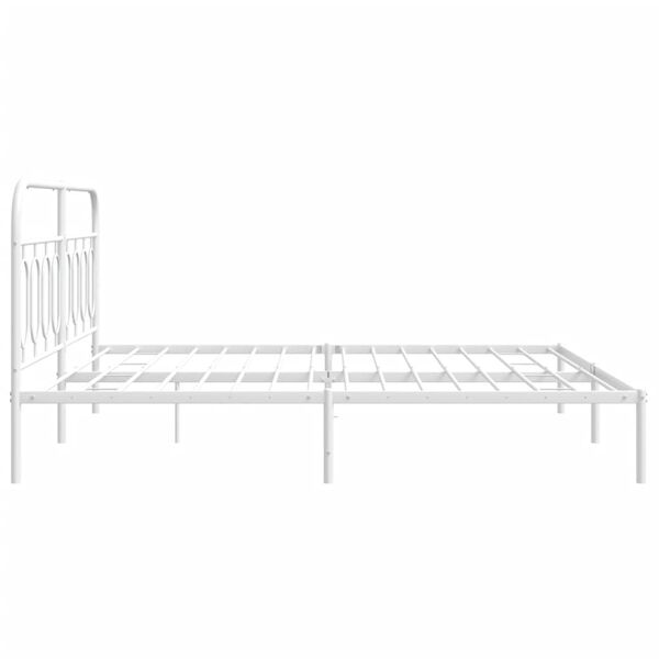 vidaXL Metal Bed Frame without Mattress with Headboard White 193x203cm