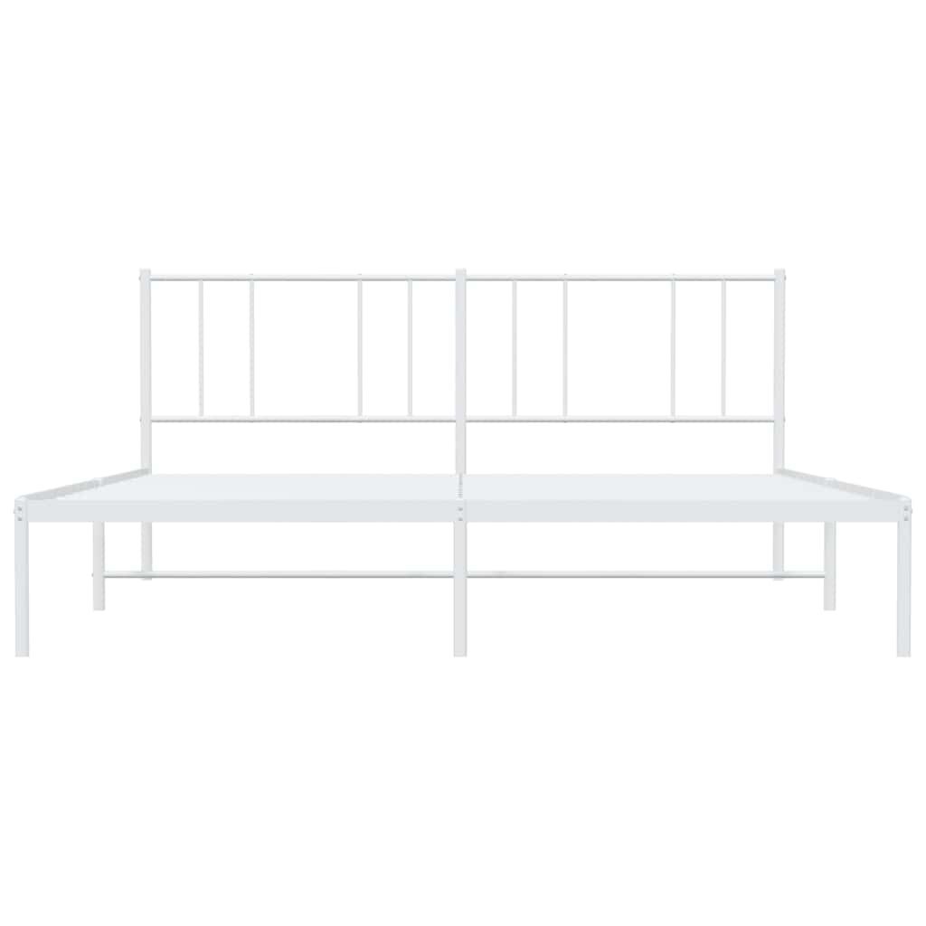 vidaXL Metal Bed Frame without Mattress with Headboard White 183x213cm