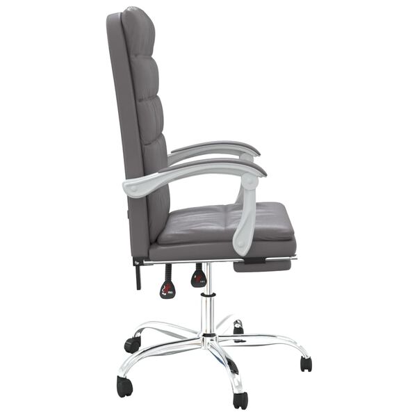 vidaXL Reclining Office Chair Grey Faux Leather
