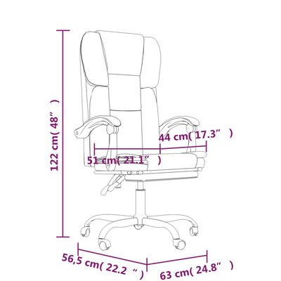 vidaXL Reclining Office Chair Grey Faux Leather
