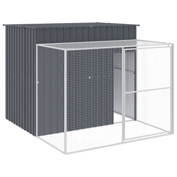 vidaXL Dog House with Run Anthracite 214x253x181 cm Galvanised Steel