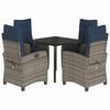 vidaXL 5 Piece Garden Dining Set with Cushions Grey Poly Rattan