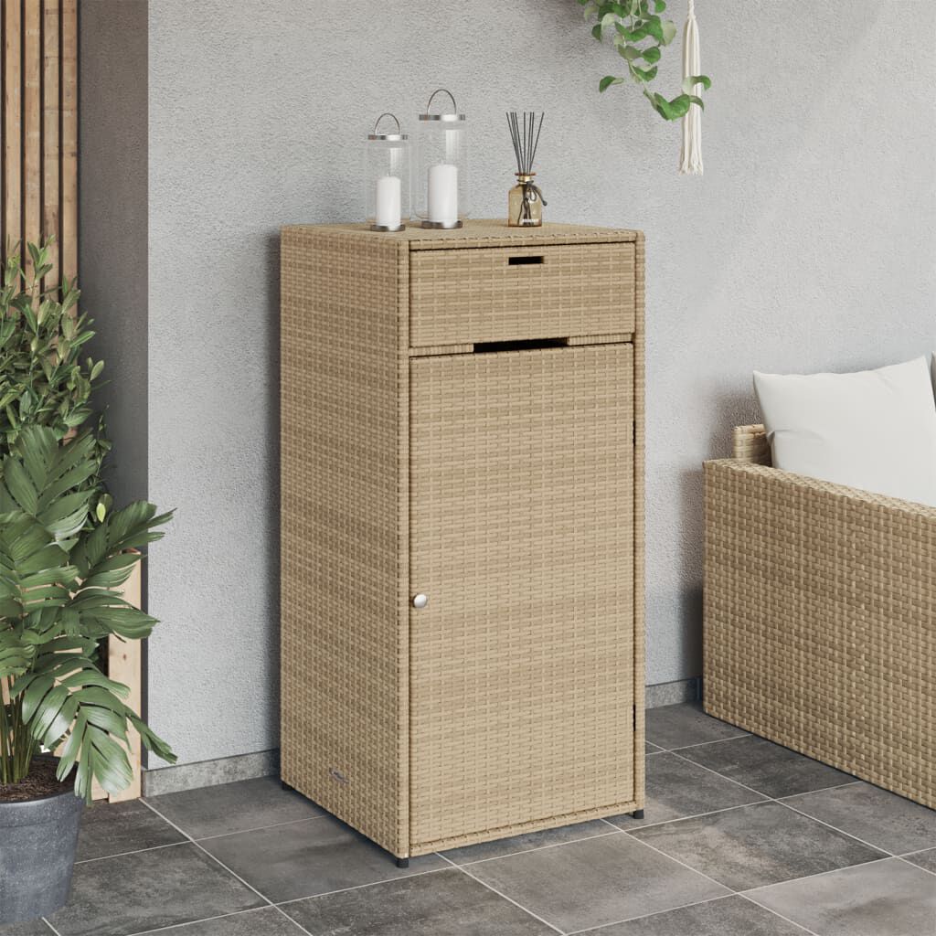 vidaXL Garden Storage Cabinet Beige 55x55x111 cm Poly Rattan